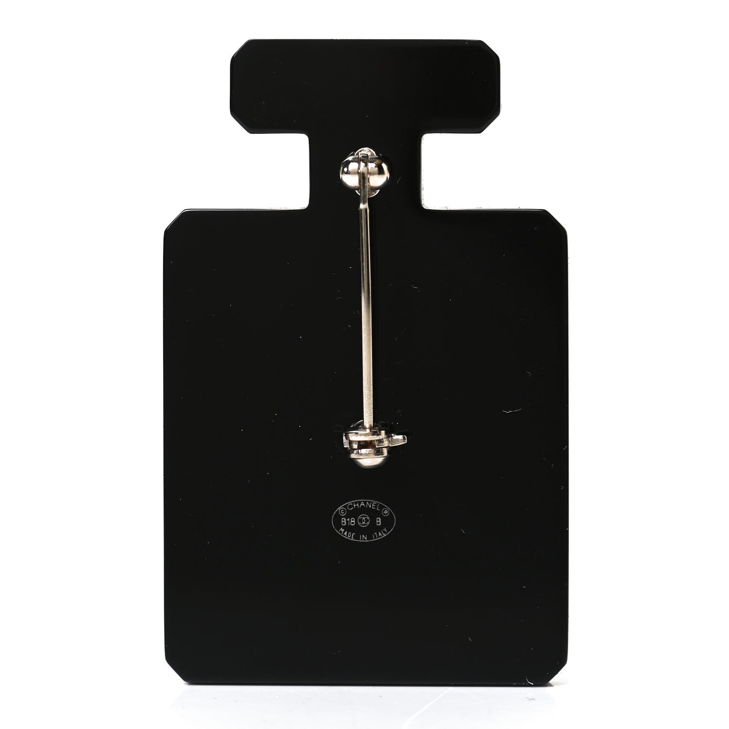 Chanel Resin Pearl Perfume Bottle CC Brooch Black Gold 2 of 3