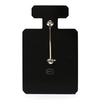 Chanel Resin Pearl Perfume Bottle CC Brooch Black Gold 2 of 3