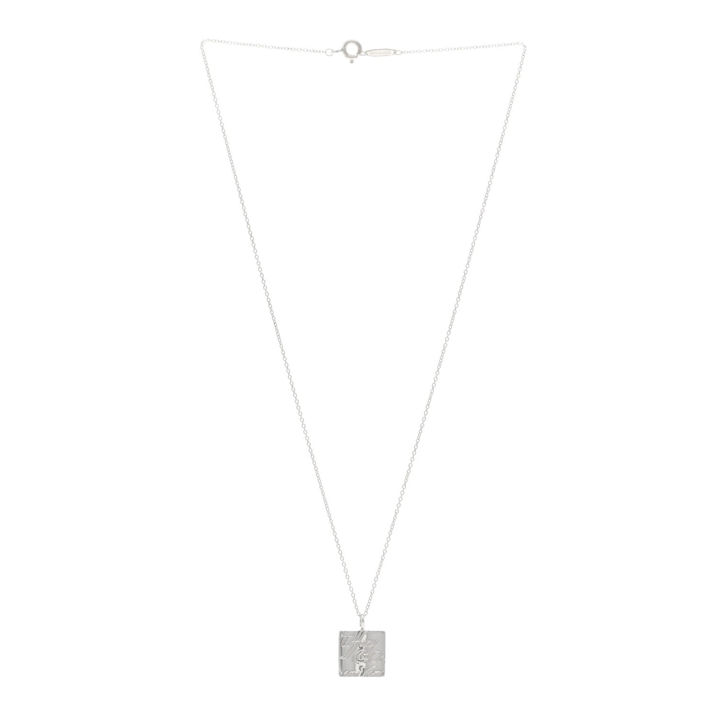 Sterling Silver Love Notes Square Pendant Necklace