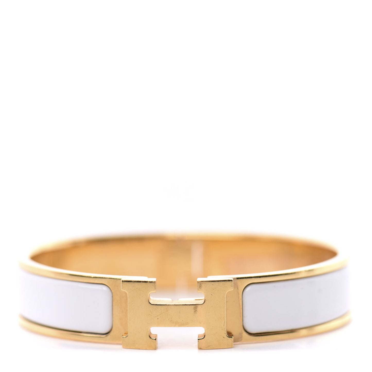 Enamel Narrow Clic Clac H Bracelet PM White