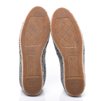 Chanel Tweed Velvet CC Espadrilles 41 Grey Black 5 of 18