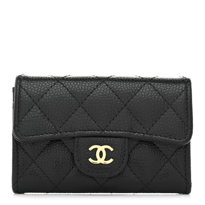 Chanel Caviar Quilted Flap Card Holder Wallet Black 1 of 8
