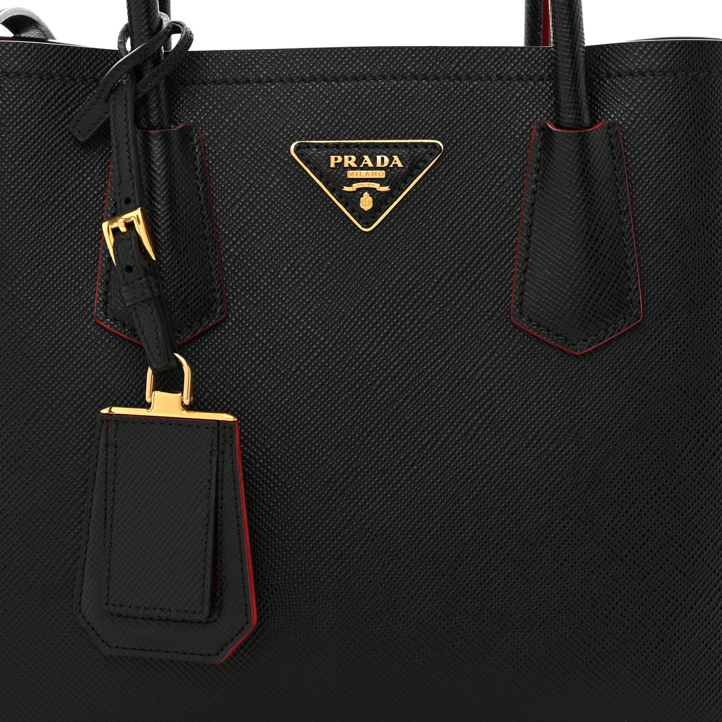 Saffiano Cuir Small Double Bag Black Fuoco