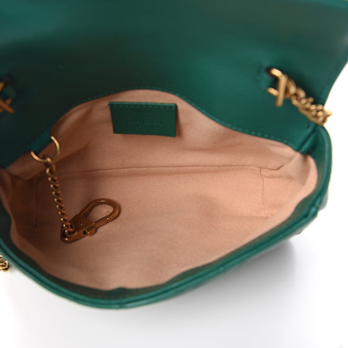 Calfskin Matelasse Super Mini GG Marmont Shoulder Bag Emerald Green
