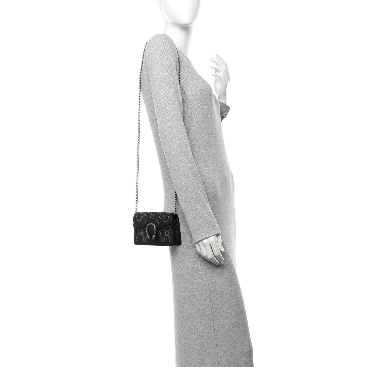 Jacquard Black Denim GG Monogram Super Mini Dionysus Shoulder Bag Black Ivory