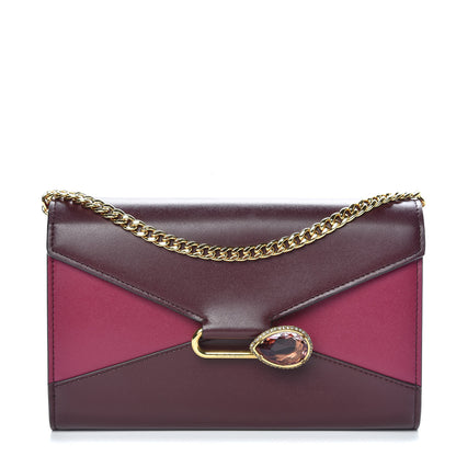 Alexander McQueen Calfskin Crystal Pin Envelope Wallet On Chain Red 1 of 9