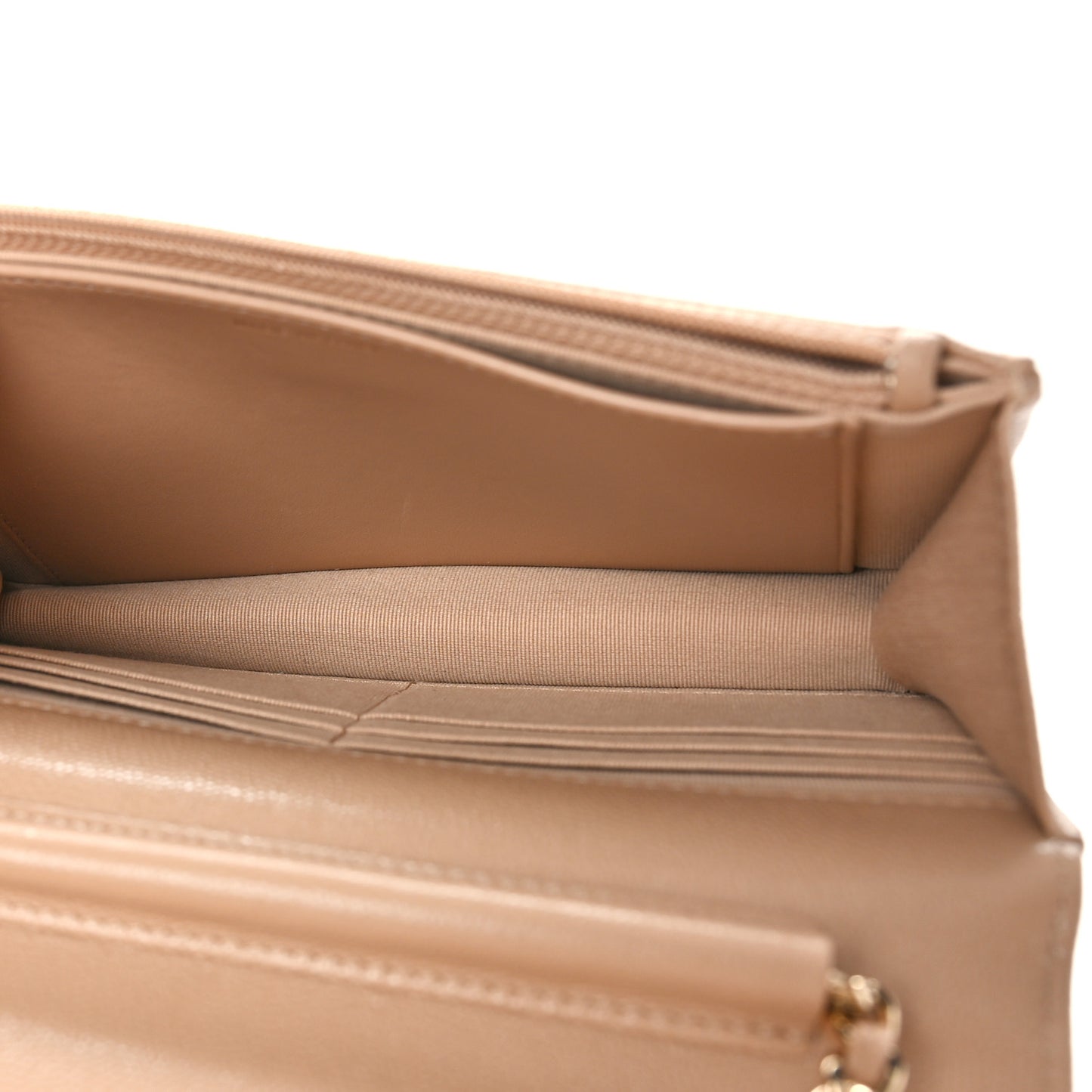 Caviar Quilted Crystal CC Wallet On Chain WOC Beige