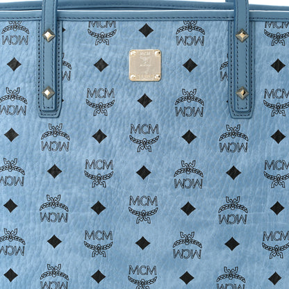 MCM Visetos Medium Anya Zip Top Shopper Tote Blue 7 of 11