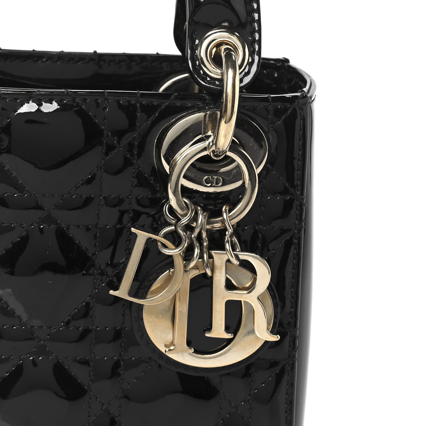 Patent Cannage Mini Lady Dior Black