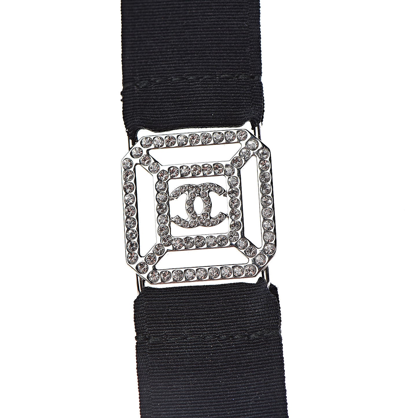 Crystal CC Cross Lanyard Necklace Black Silver