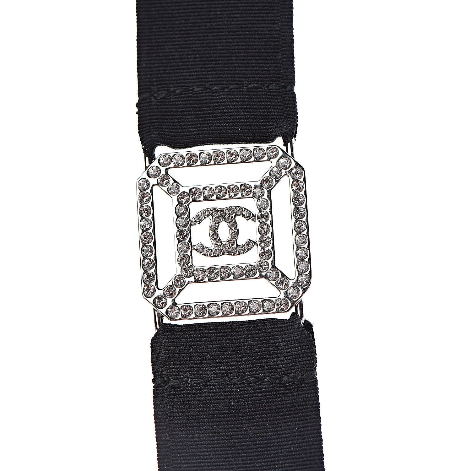 Chanel Crystal CC Cross Lanyard Necklace Black Silver 5 of 6
