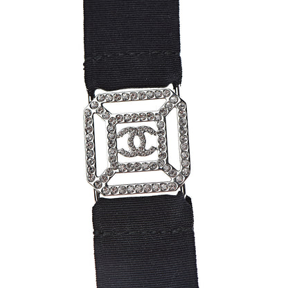 Chanel Crystal CC Cross Lanyard Necklace Black Silver 5 of 6