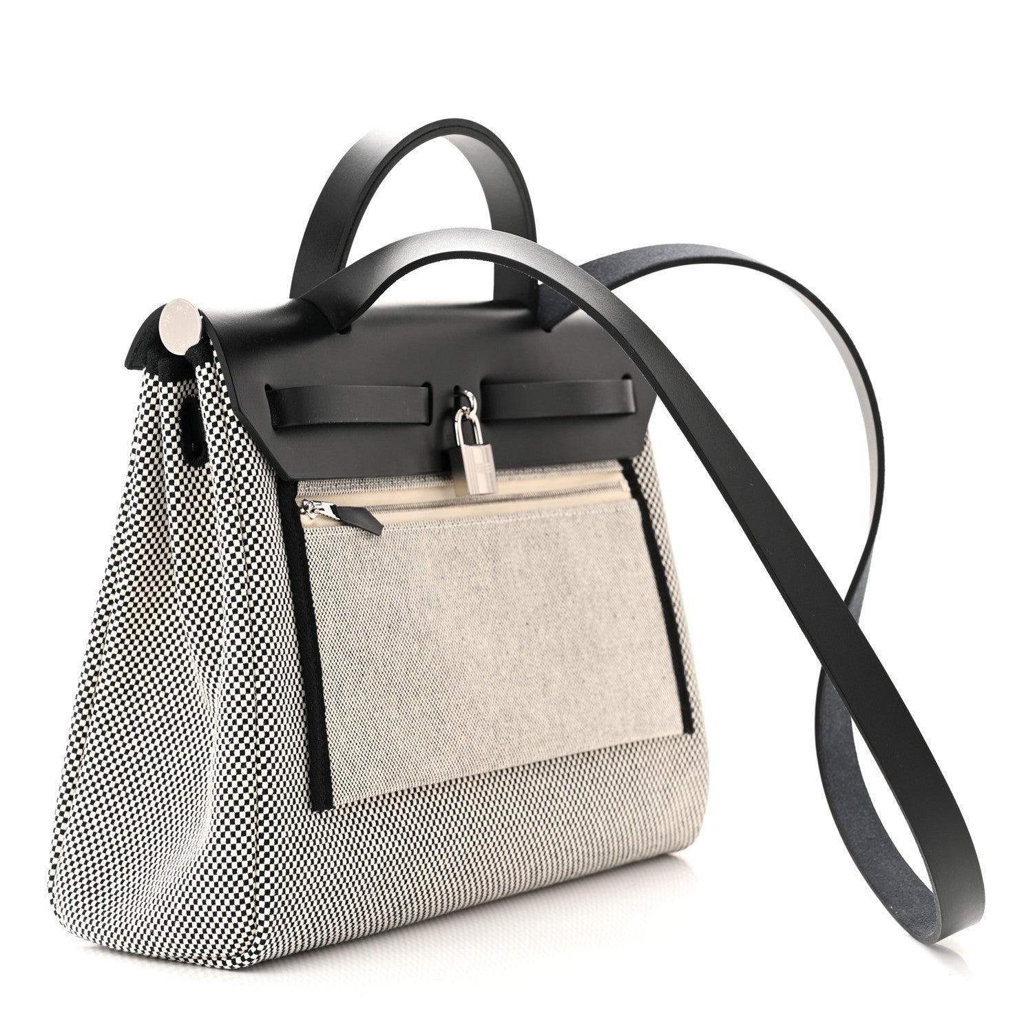 Hermes Vache Hunter Criss Viking Herbag Zip Retourne 31 PM Ecru Black 4 of 13