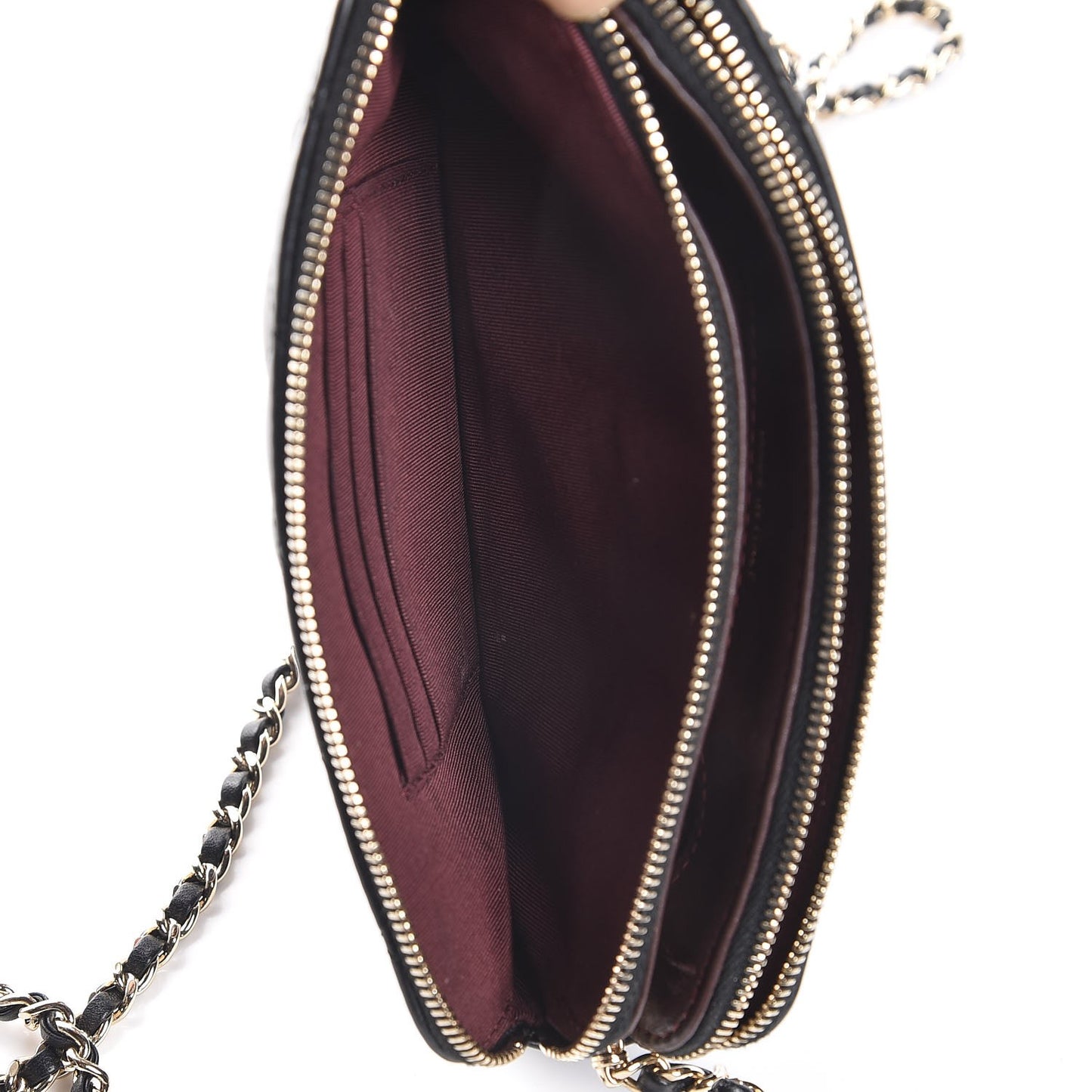 Lambskin Quilted Small Clutch With Chain Black