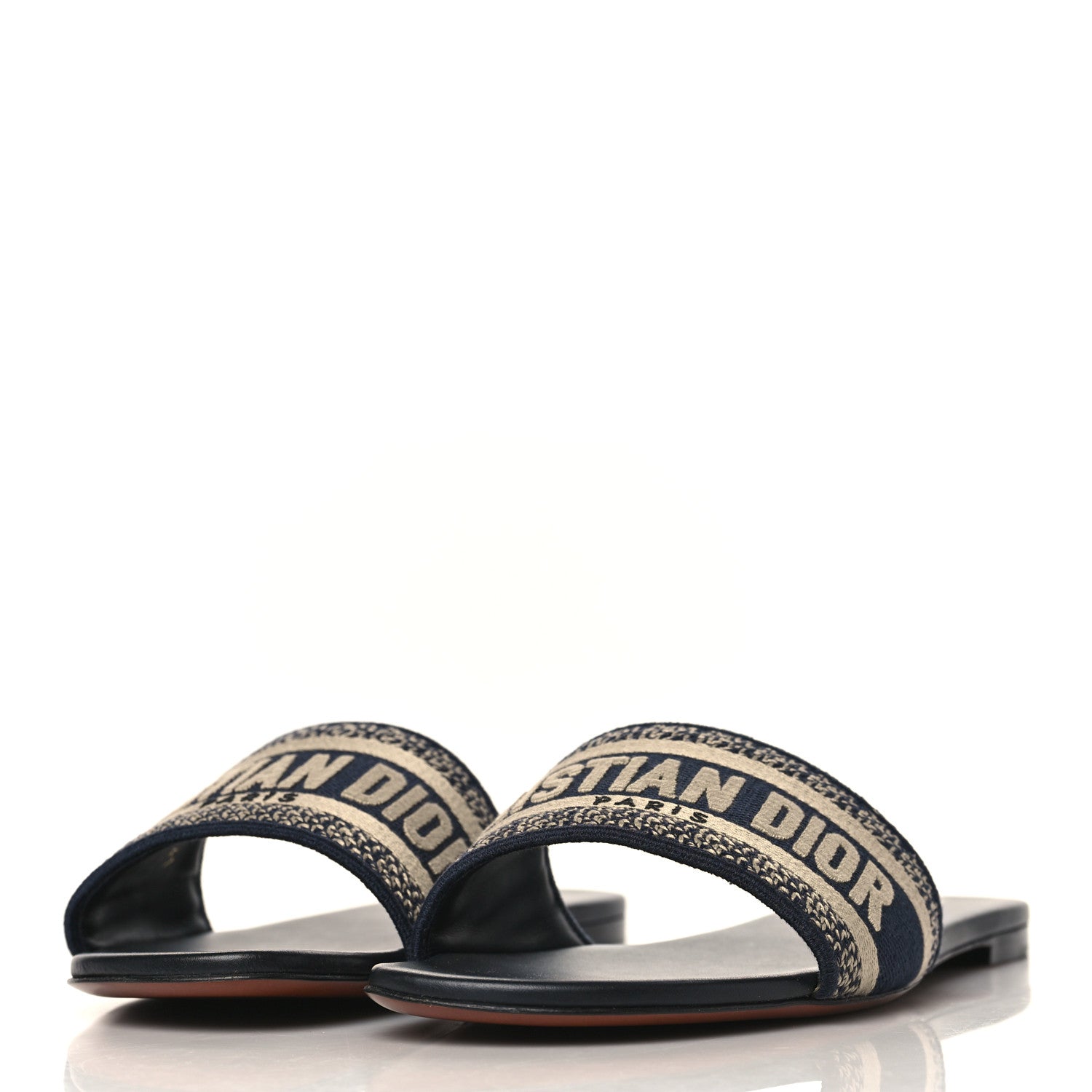 Christian Dior Canvas Embroidered Dway Mules Slide Sandals 41 Deep Blue 3 of 9