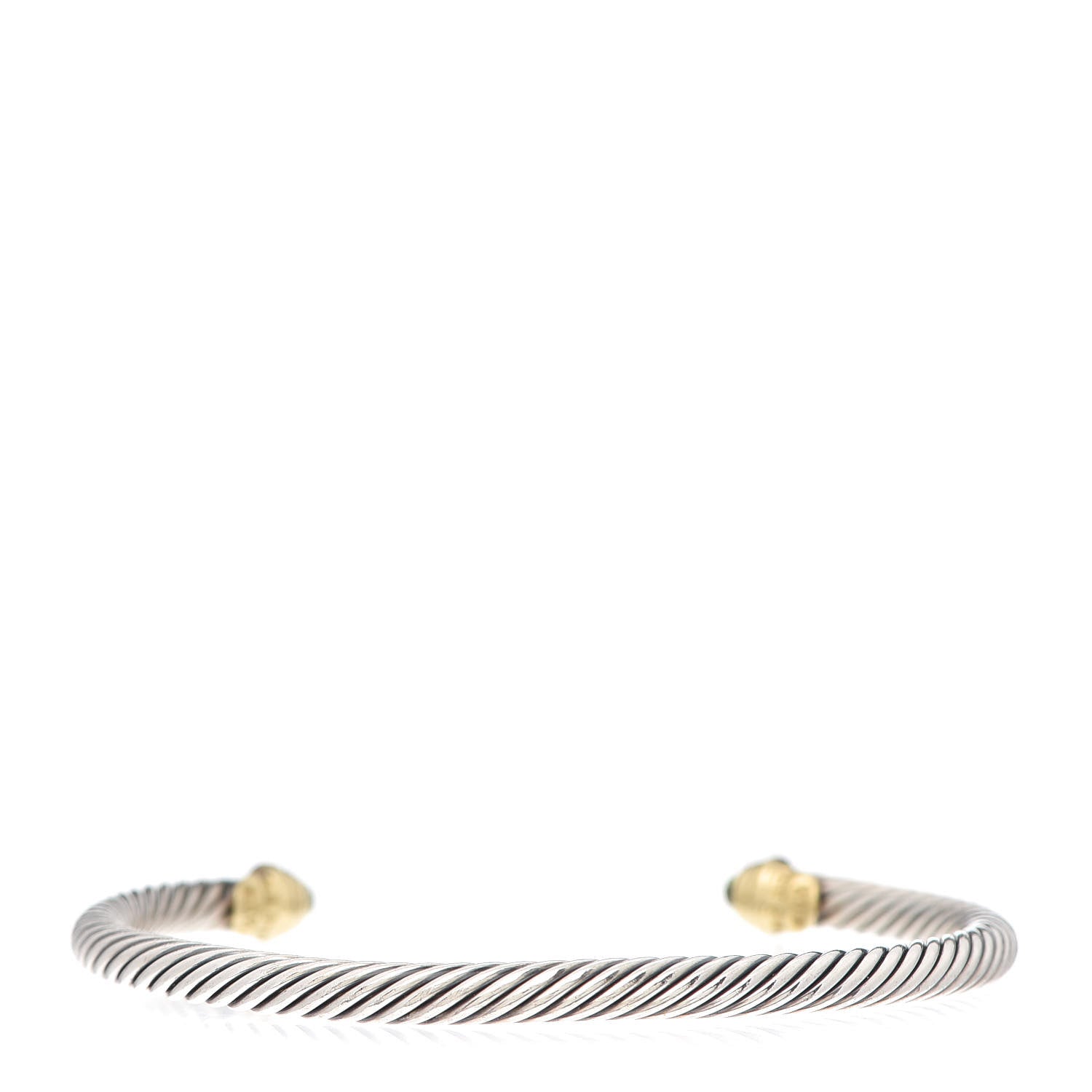 David Yurman Sterling Silver 18K Yellow Gold Peridot 4mm Cable Kids Birthstone Bracelet 3 of 4