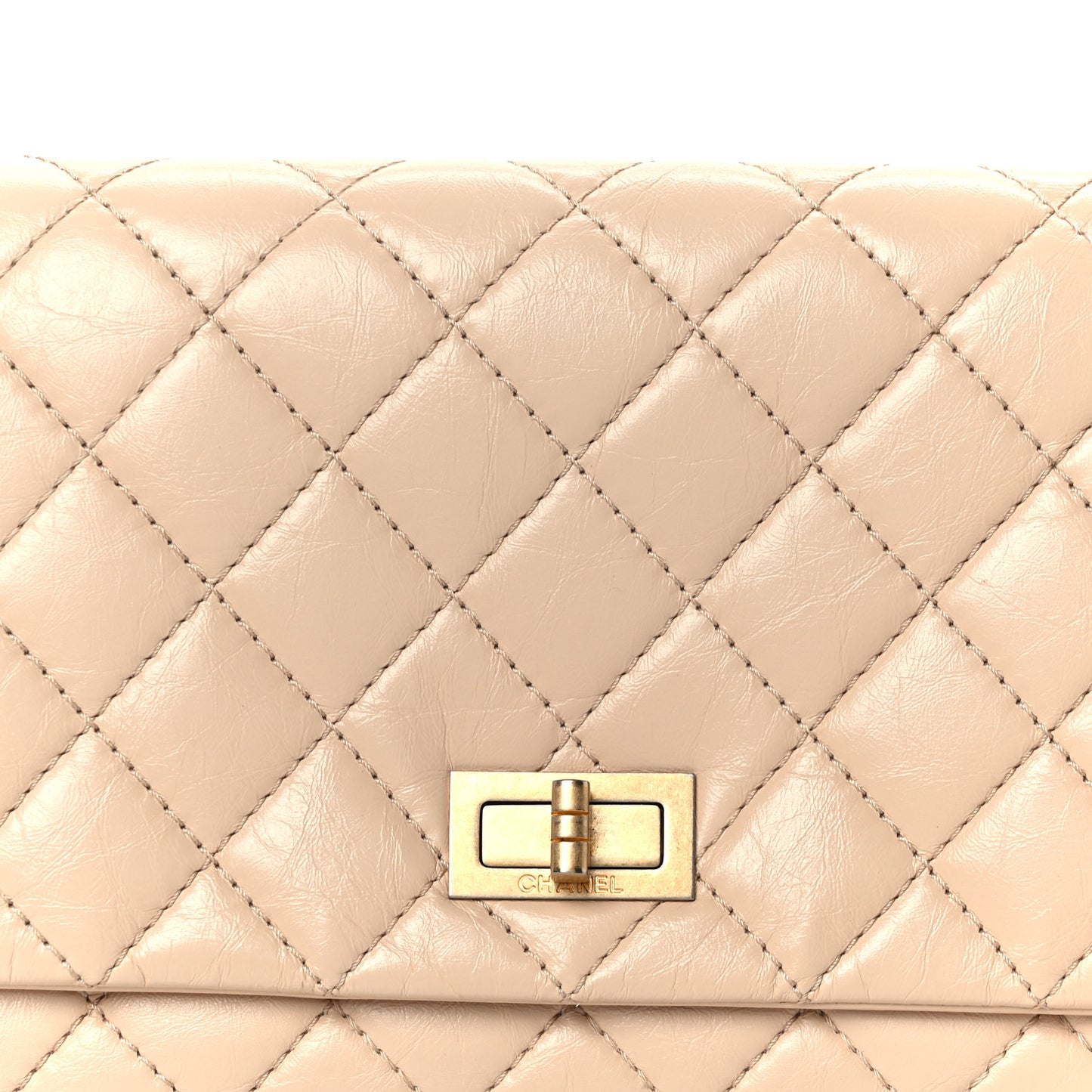 Aged Calfskin Quilted Reissue 2.55 Clutch Beige