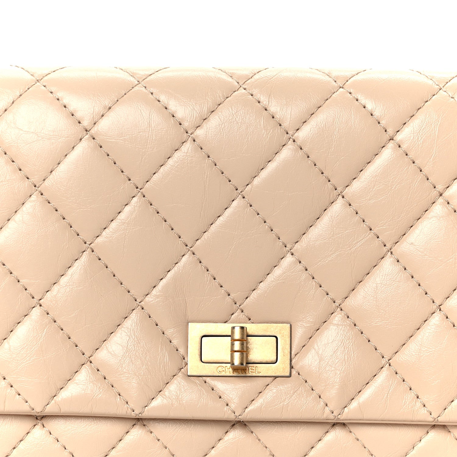 Chanel Aged Calfskin Quilted Reissue 2.55 Clutch Beige 8 of 9