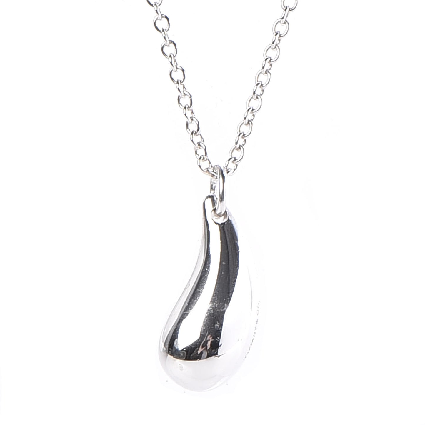 Sterling Silver Elsa Peretti Tear Drop Pendant Necklace