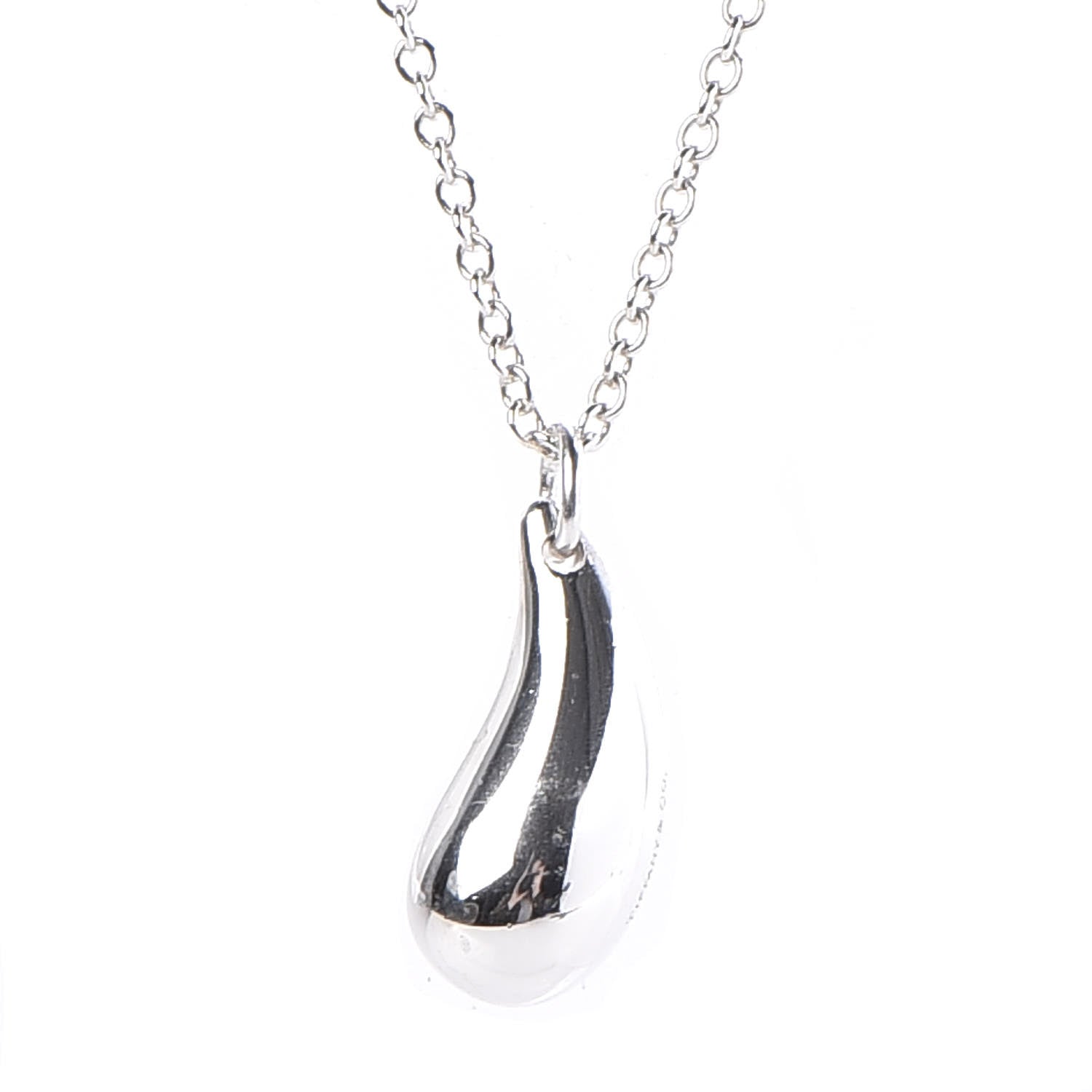 Tiffany Sterling Silver Elsa Peretti Tear Drop Pendant Necklace 9 of 9