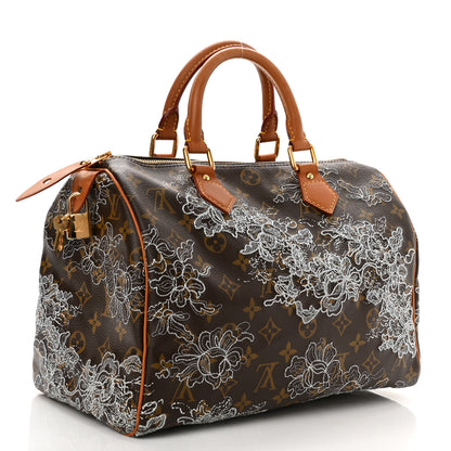 Louis Vuitton Monogram Dentelle Speedy 30 Silver 3 of 10