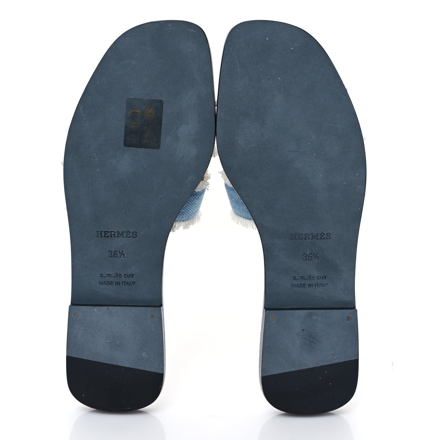 Denim Oran Fringe Sandals 36.5 Bleu Clair