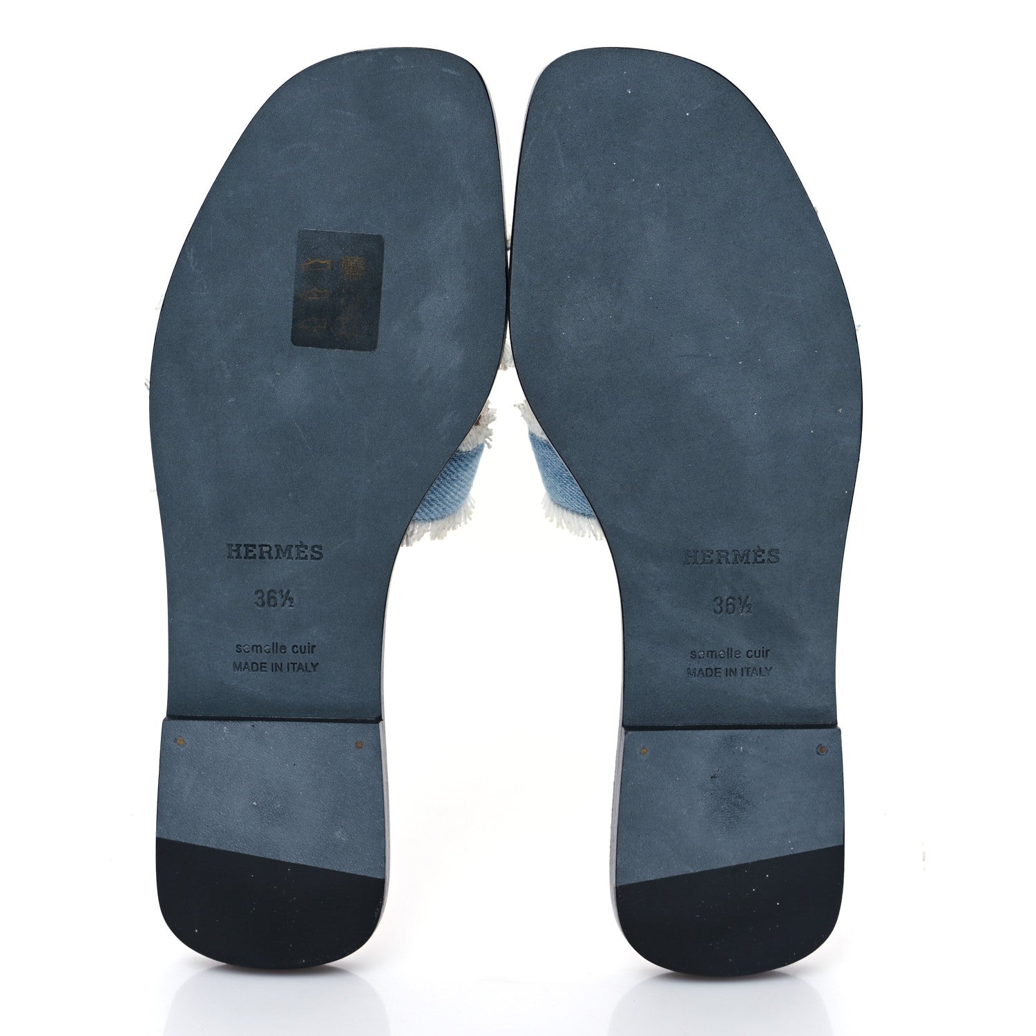 Hermes Denim Oran Fringe Sandals 36.5 Bleu Clair 5 of 8