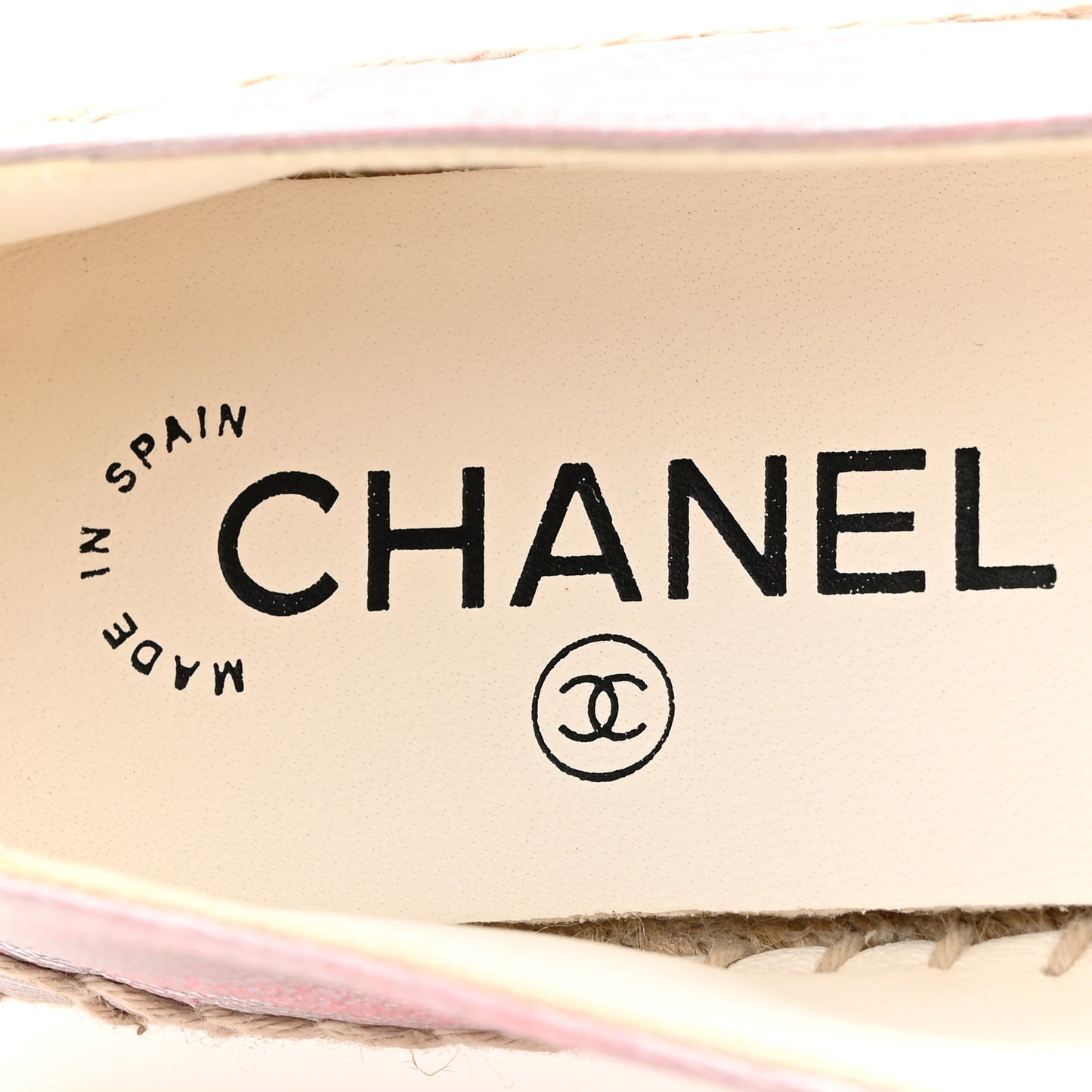 Laminated Lambskin Grosgrain Embroidered CC Espadrilles 39 Pink Silver Black