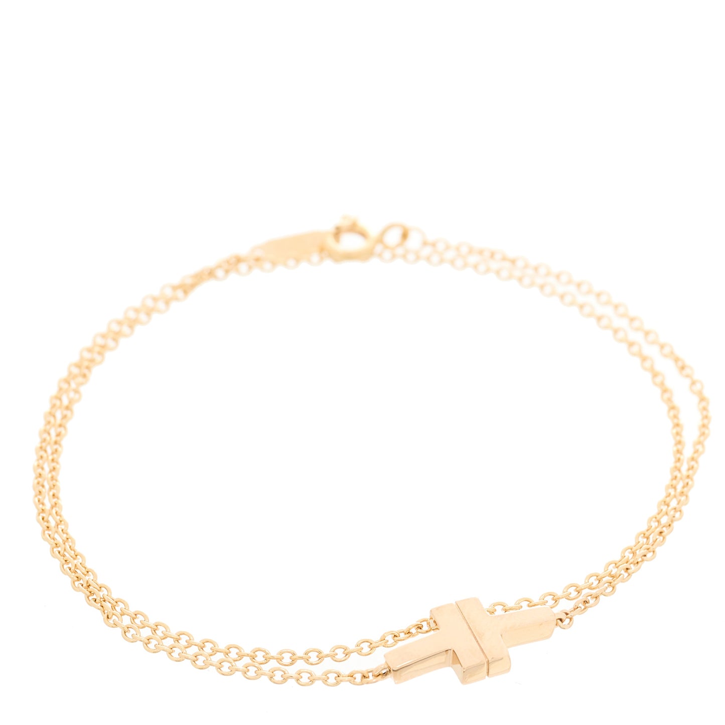 18K Rose Gold T Double Chain Bracelet