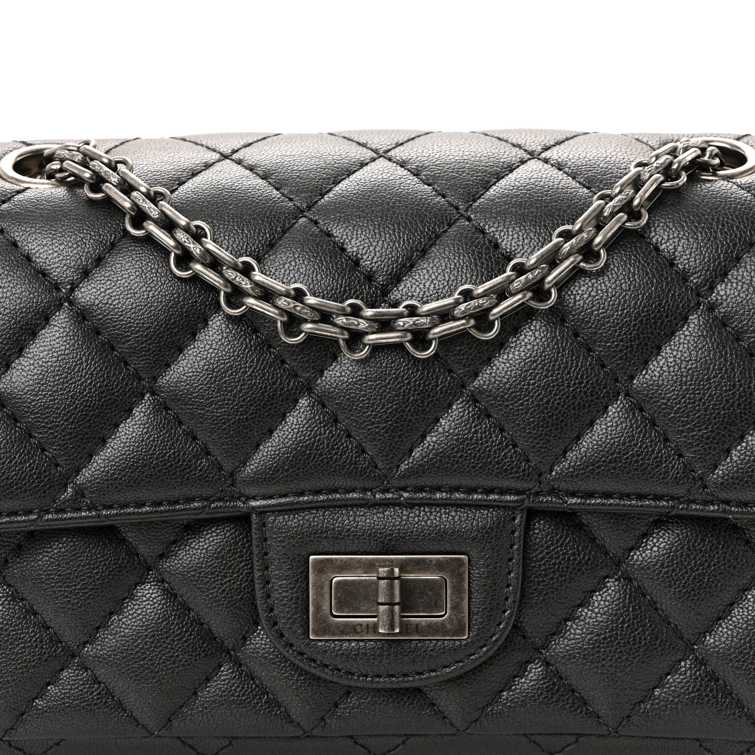 Chanel Goatskin Quilted 2.55 Reissue Mini Flap Dark Silver 7 of 10