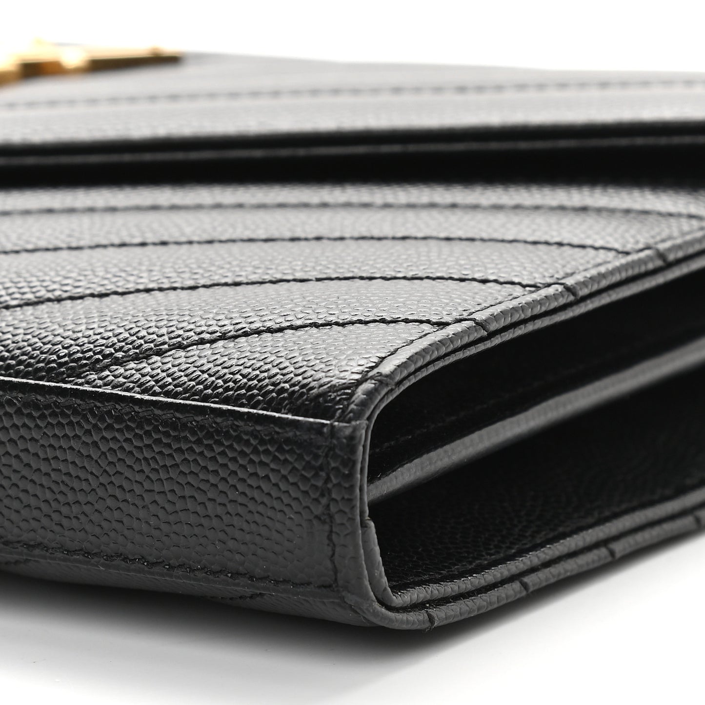 Grain De Poudre Matelasse Chevron Monogram Chain Wallet Black