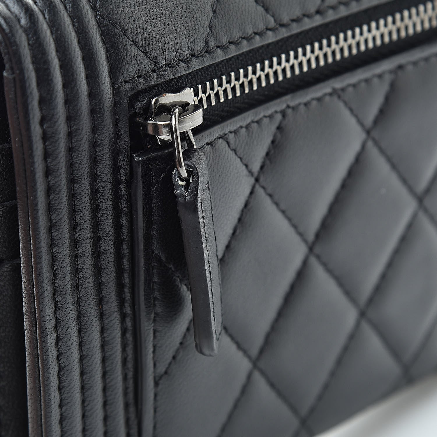 Chanel Lambskin Quilted Compact Boy Wallet Black 9 of 10