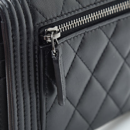 Chanel Lambskin Quilted Compact Boy Wallet Black 9 of 10