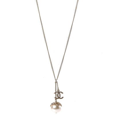 Chanel Pearl CC Lucky Charms Drop Necklace Gold 1 of 6