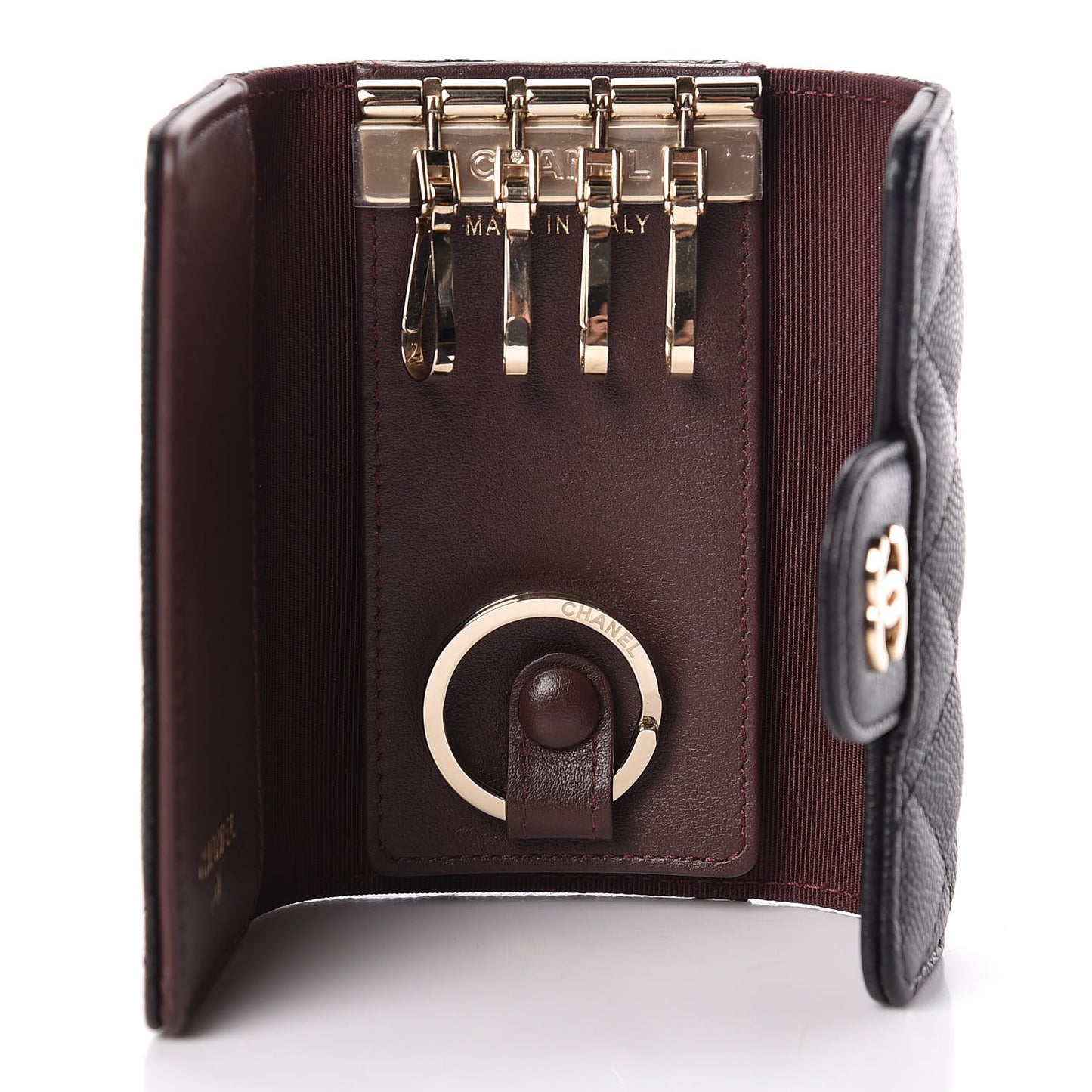 Caviar Quilted Classic 4 Key Holder Wallet Black