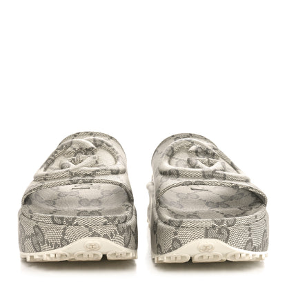 Gucci Cubic Rubber GG Monogram Womens Interlocking G Platform 42mm Slide Sandals 39 Beige Ebony 2 of 7