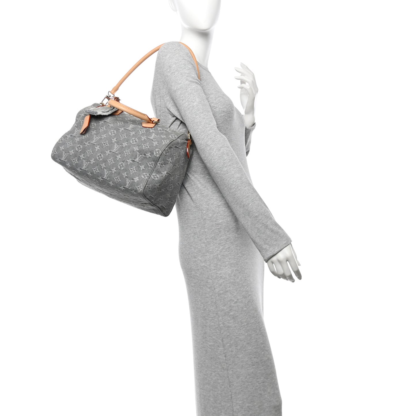 Monogram Denim Speedy Soft 30 Washed Gray