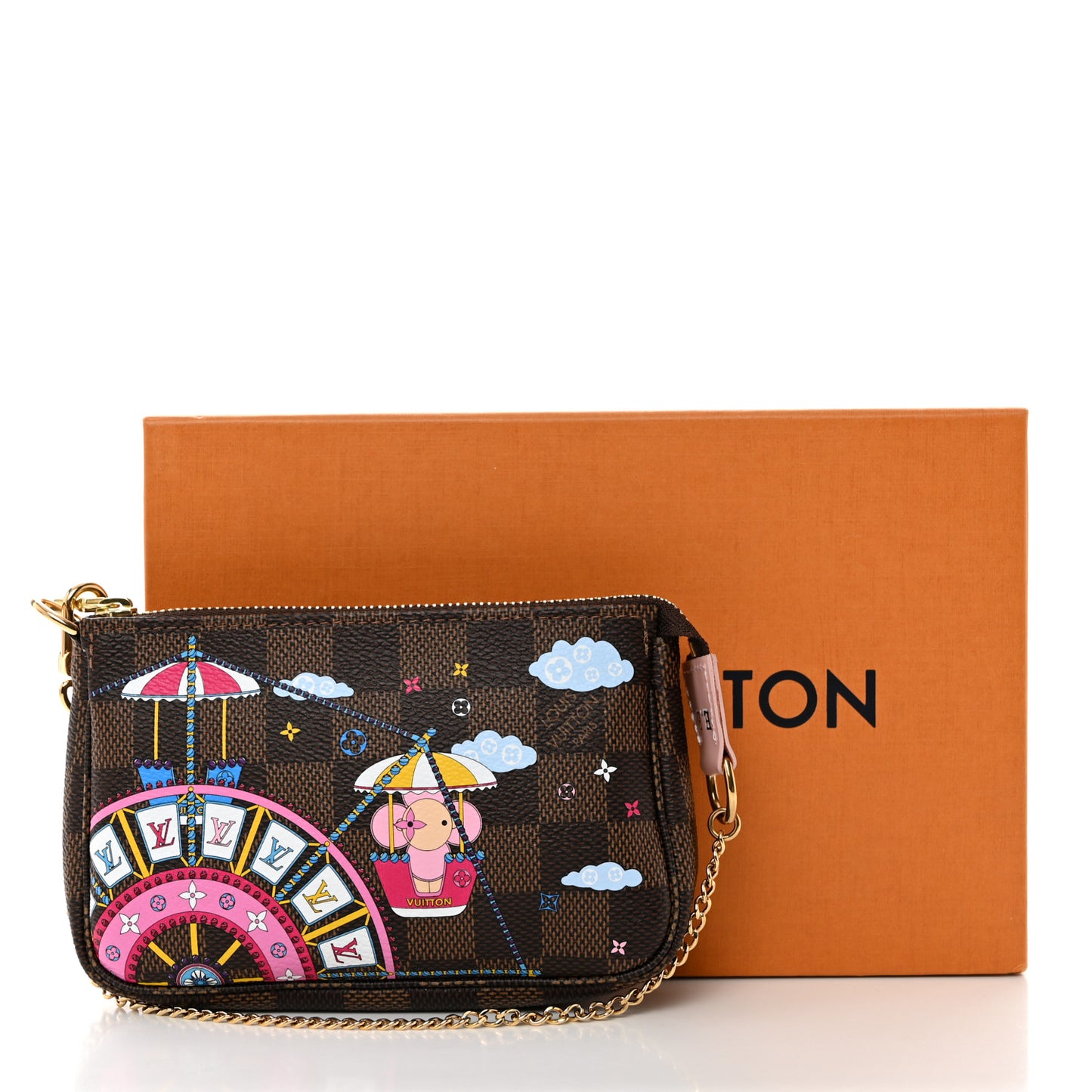 Damier Ebene 2020 Christmas Animation Big Wheel Mini Pochette Accessories Rose Ballerine