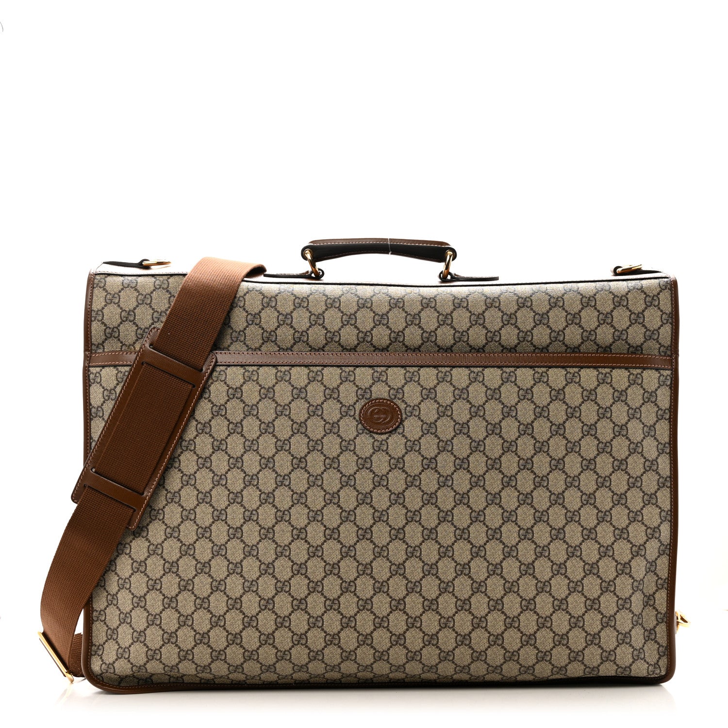 Gucci GG Supreme Monogram Azalea Calfskin Retro Interlocking G Garment Bag Beige Ebony Brown Sugar 1 of 11