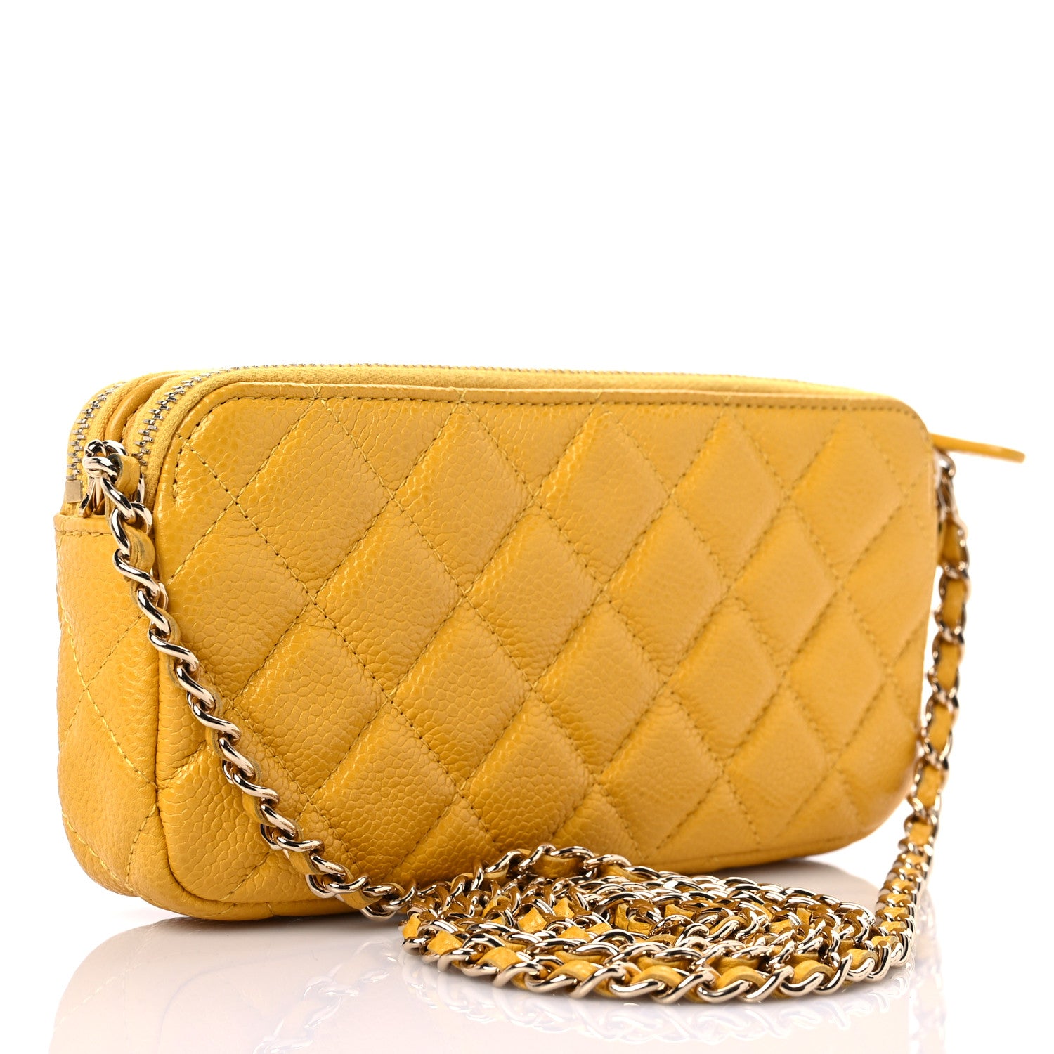 Chanel Caviar Quilted Small Clutch With Chain Yellow 3 of 18