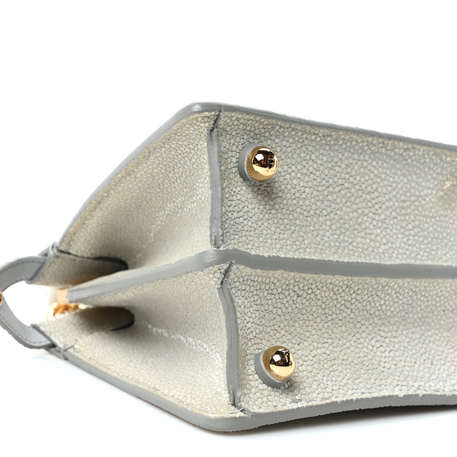 Fendi Stingray Shiny Nappa Petite Peekaboo I SEE U Satchel Pearl Grey 8 of 9