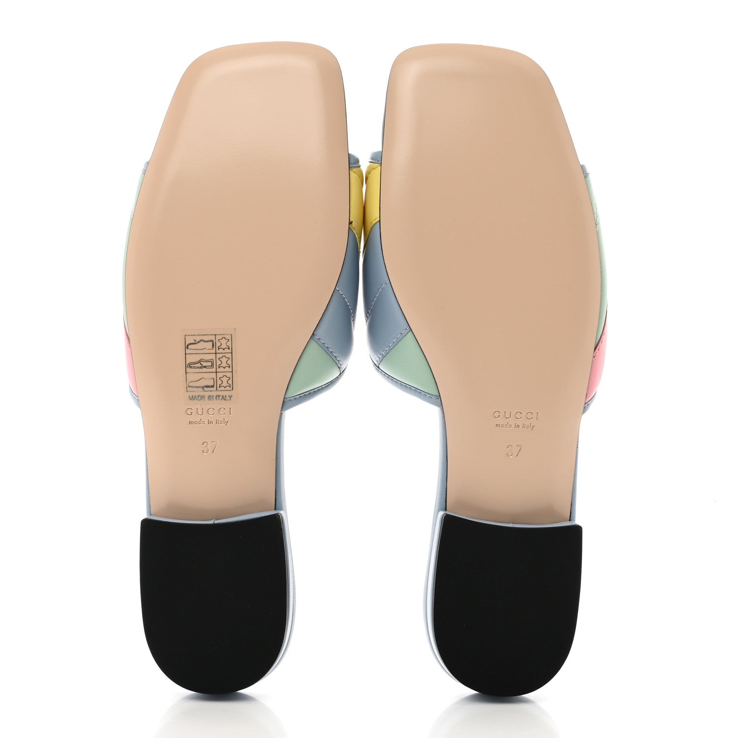 Gucci Nappa Matelasse Diagonal GG Marmont Flat Slide Sandals 37 Multicolor Pastel 6 of 9