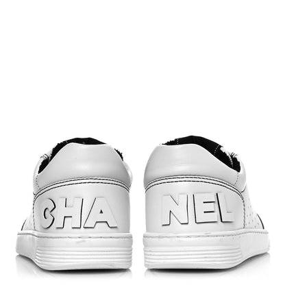 Chanel Calfskin Womens Logo Sneakers 40 White Black 5 of 8