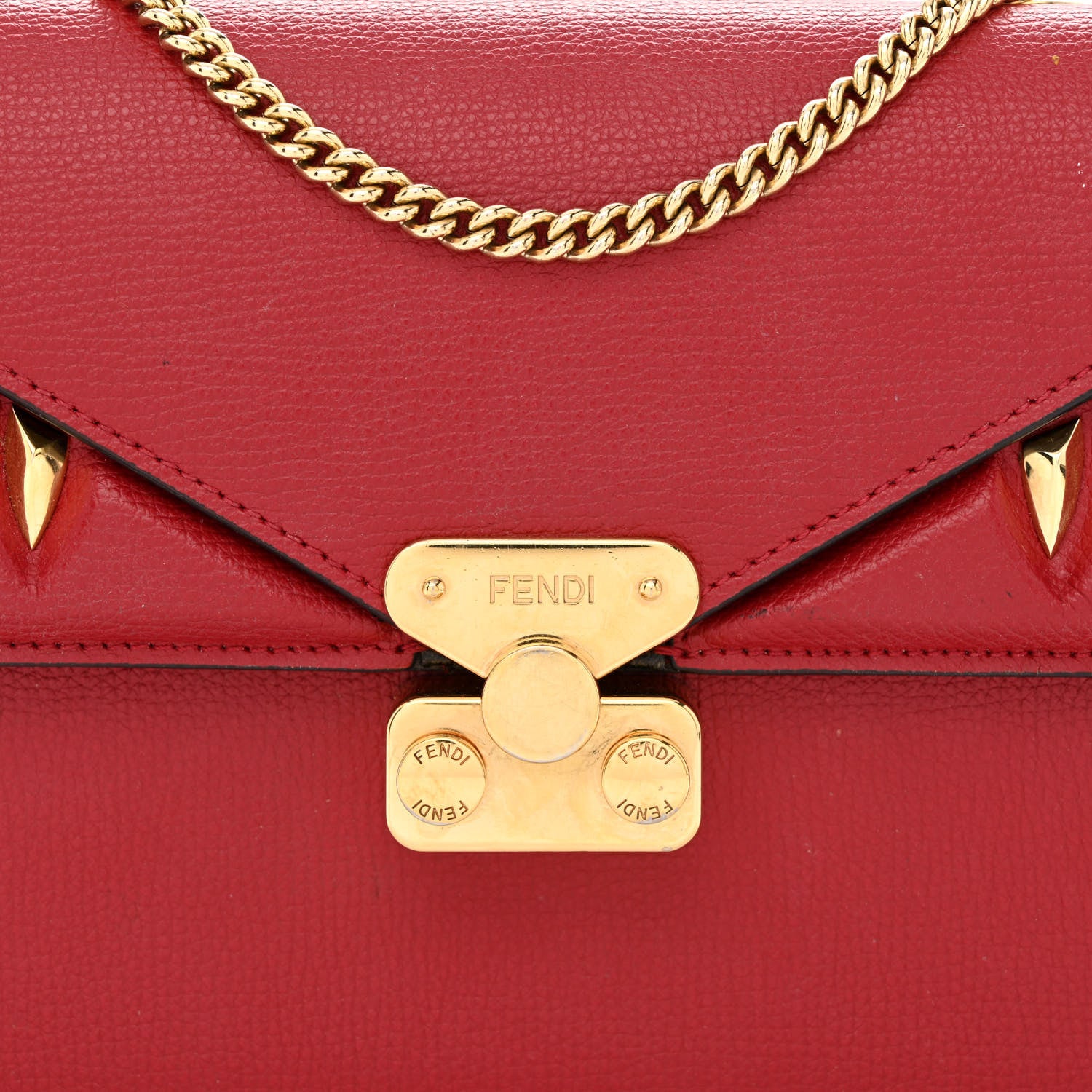 Fendi Vitello Vienna Glazed Fabric FF 1974 Monster Eyes Small Bag Bug Chain Bag Fragola Tobacco Moro 10 of 13