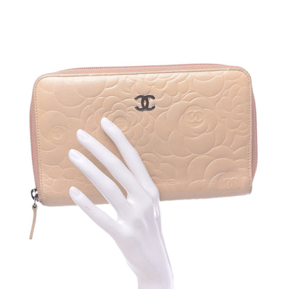 Chanel Lambskin Camellia Embossed Zip Around Organizer Wallet Pink 2 of 11