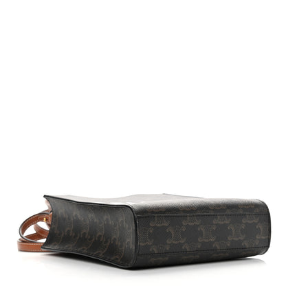 Celine Triomphe Canvas Calfskin Mini Vertical Cabas Tan 4 of 10