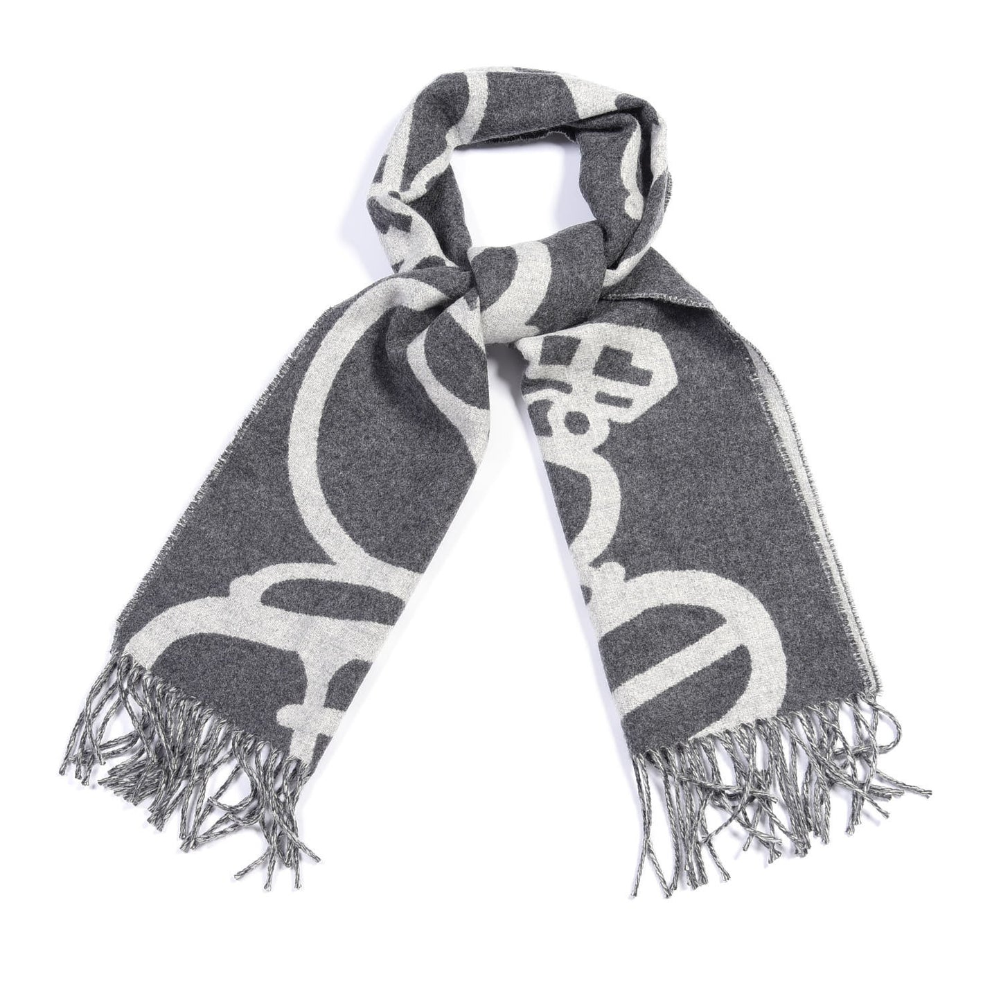 Cashmere Boucles et Camails Muffler Anthracite Gris Clair