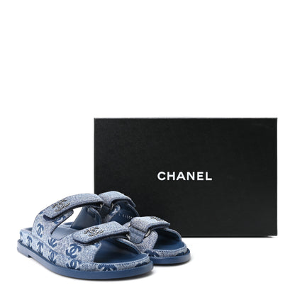 Chanel Denim CC Velcro Dad Chain CC Slide Sandals 36.5 Blue 10 of 10