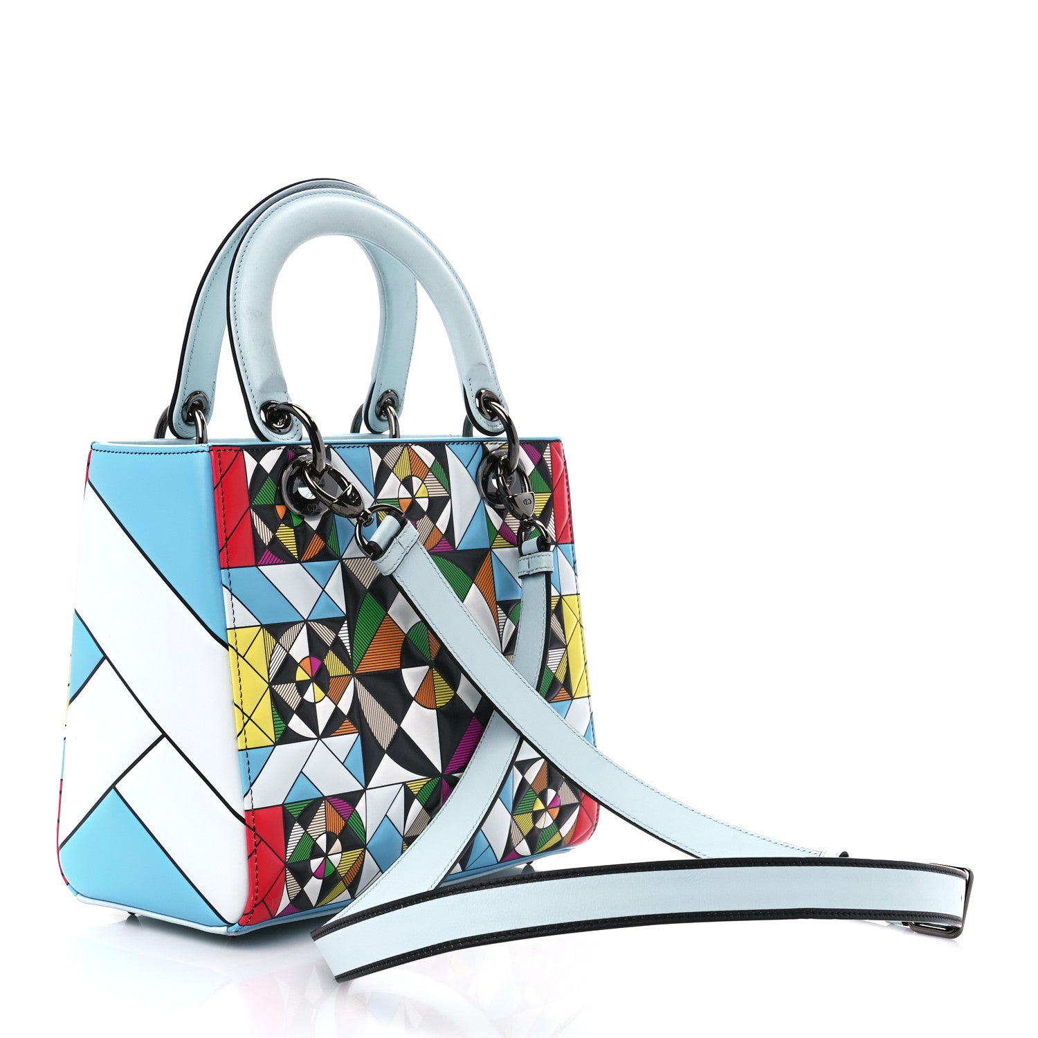 Christian Dior X EDUARDO TERRAZAS Printed Calfskin Medium Lady Dior Art Light Blue Multicolor 3 of 13