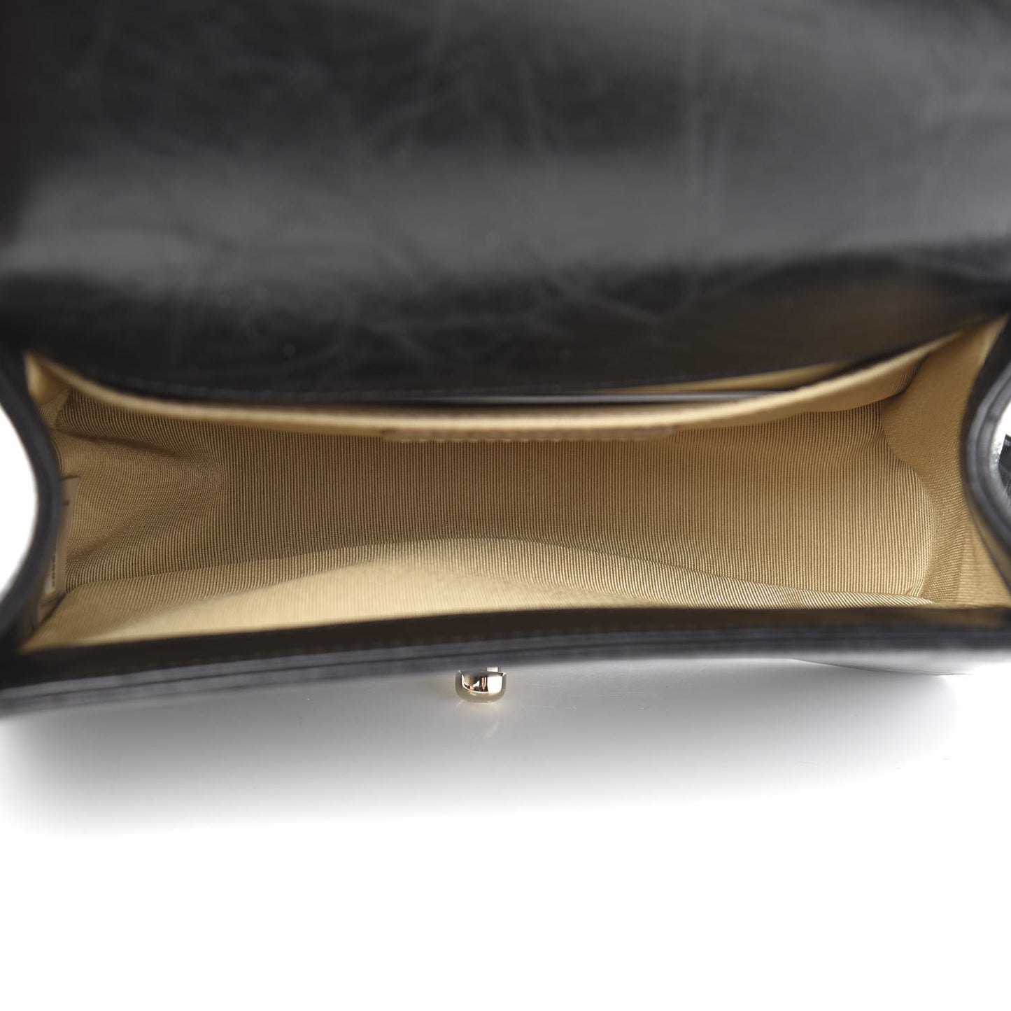 Calfskin Crystal Studded Chevron Small Boy Flap Black